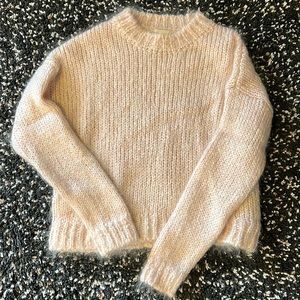 H&M fuzzy light pink knit sweater